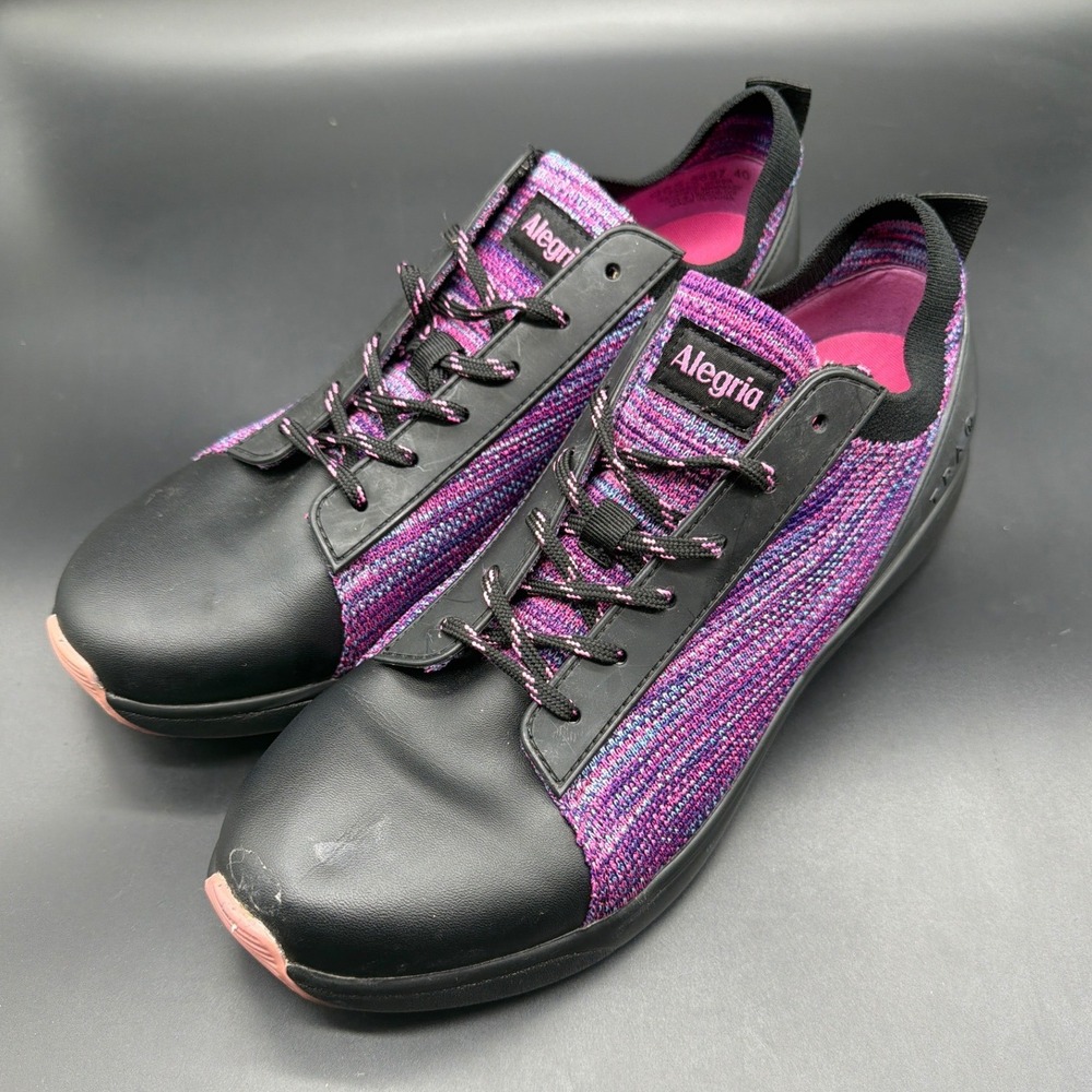 Alegria TRAQ Qest Smart Walking Shoes Purple Pink Black Knit QES-5697‎ Womens 40